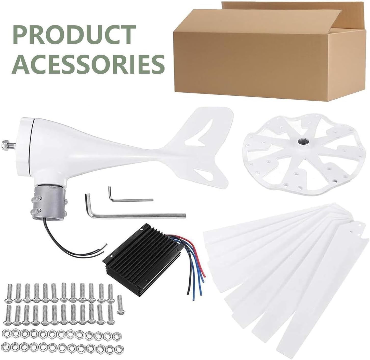Efficient Wind Turbine Generator,with 8 Blades Vertical Axis Wind Turbines Generator Kit with Solar Wind Hybrid Controller,for Household Power Supply, Road Infrastructure 3000W-12V