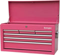 Workington Portable Metal Tool Chest with 6 Drawers, 24' 6-Drawer Tool Chest Cabinet with Ball Bearing Drawer Slides, Steel Tool Storage Box Organizer 4005 Pink