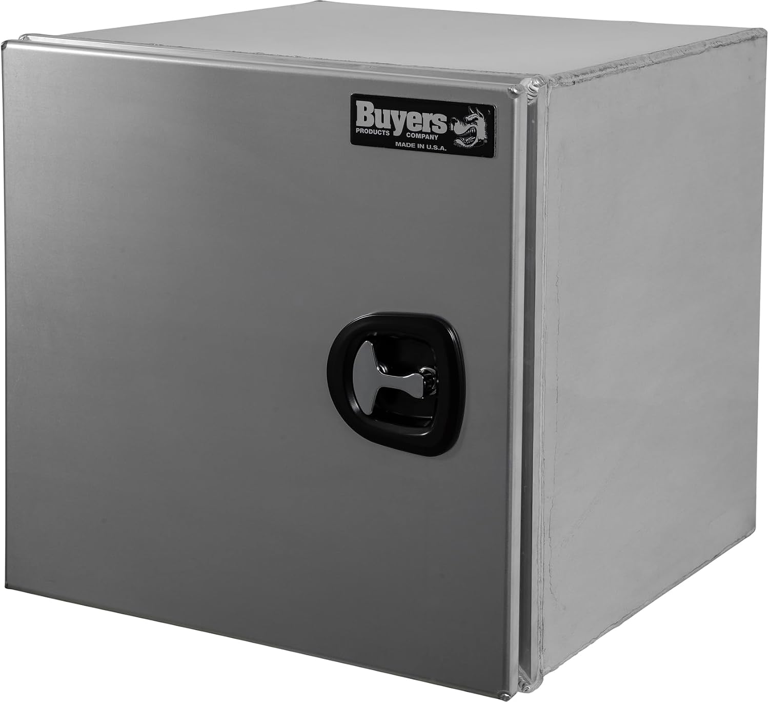 Buyers Products 1705431 Pro Series 24x24x24 Smooth Aluminum Underbody Truck Tool Box, Single Barn Door, Compression Latch, 0.125 in Thick, Rain Gutter & Bulb Seal, Bolt-On Stainless Hinge