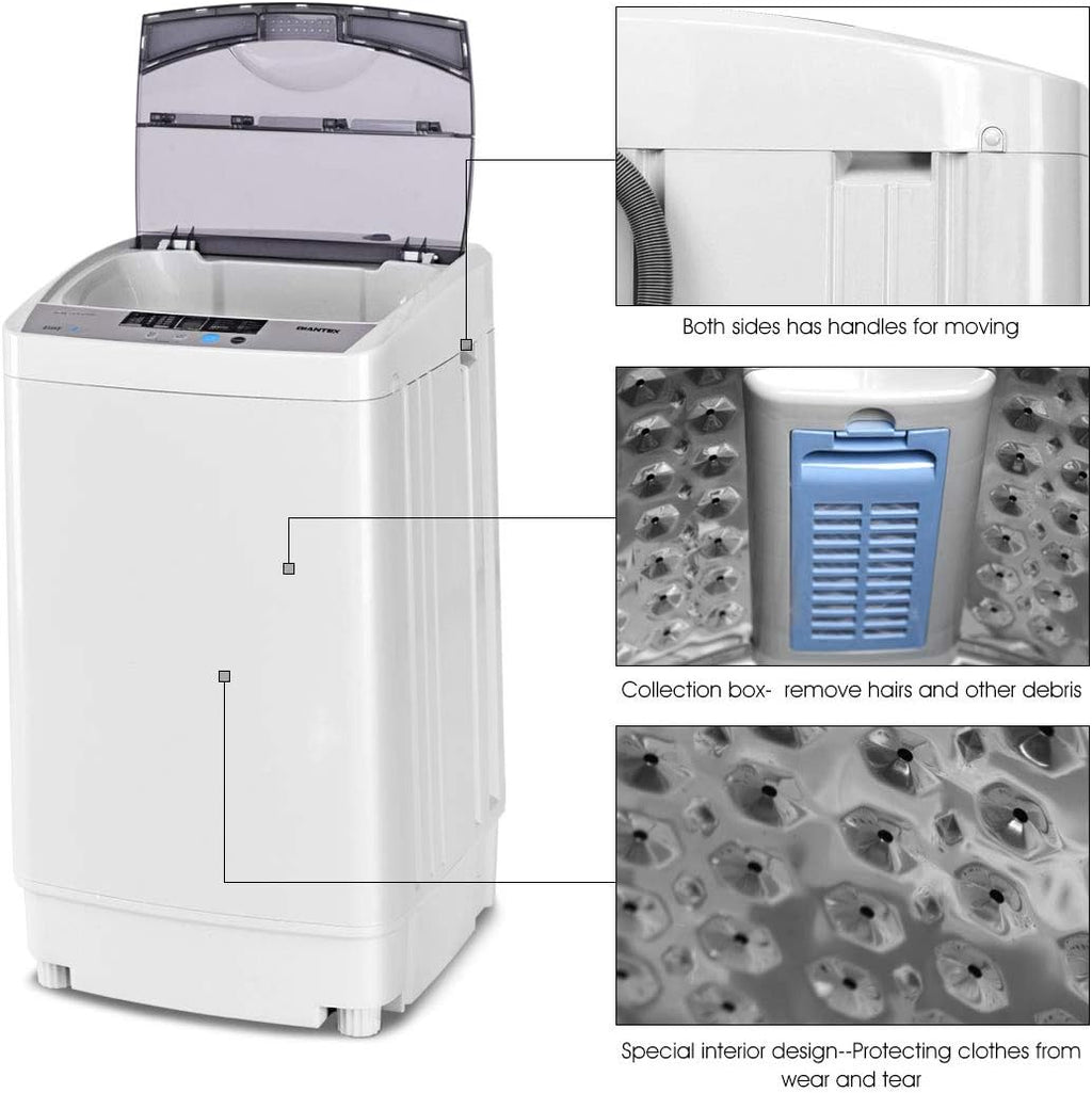 Giantex Full-Automatic Washing Machine Portable Compact 1.34 Cu.ft Laundry Washer Spin with Drain Pump, 10 programs 8 Water Level Selections with LED Display 12 Lbs Capacity
