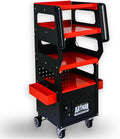 4-Level Multi-Purpose Trolley,Tool Cart on Wheels With Cabinet, Tool Chest Organizer, Diagnostic Trolley with 360°Locking Casters for Mechanics, Garage, Workshop. Service utility cart