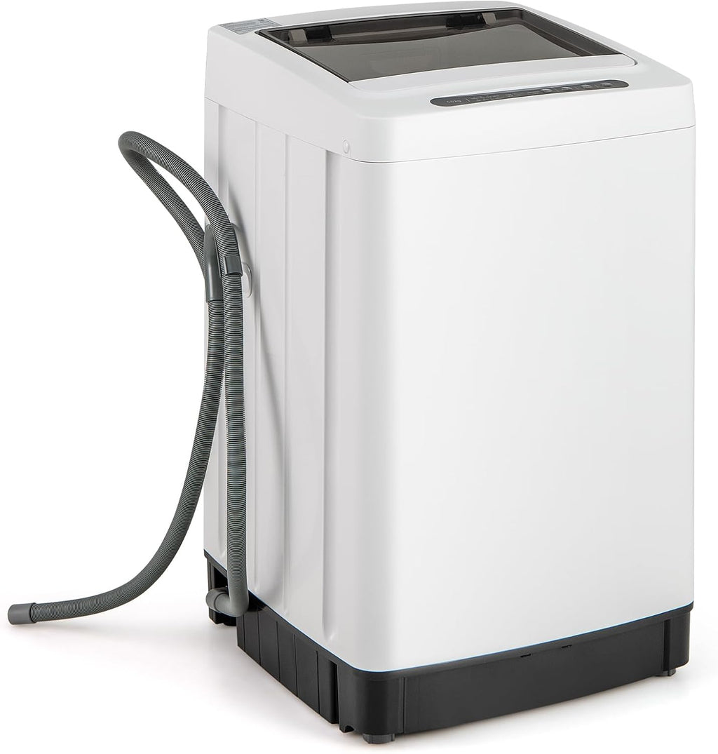 COSTWAY Portable Washing Machine, 11 LBS Full Automatic Portable Washer with 8 Modes, 10 Water Levels, LED Display & Built-In Drain Pump, 1.5 Cu.Ft. Washer & Spinner Combo for Apartment RV (White)