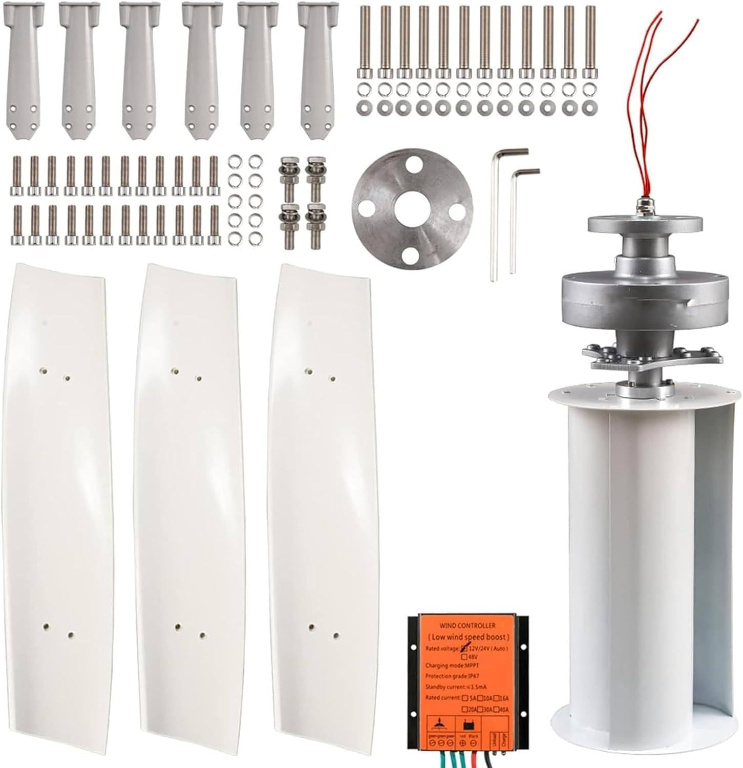 3000W Vertical Wind Turbine Generator Kit - 12V/24V/48V/220V, 3-Blade Permanent Magnet Design for Hybrid Wind-Solar Systems, High Efficiency Wind Energy Solution
