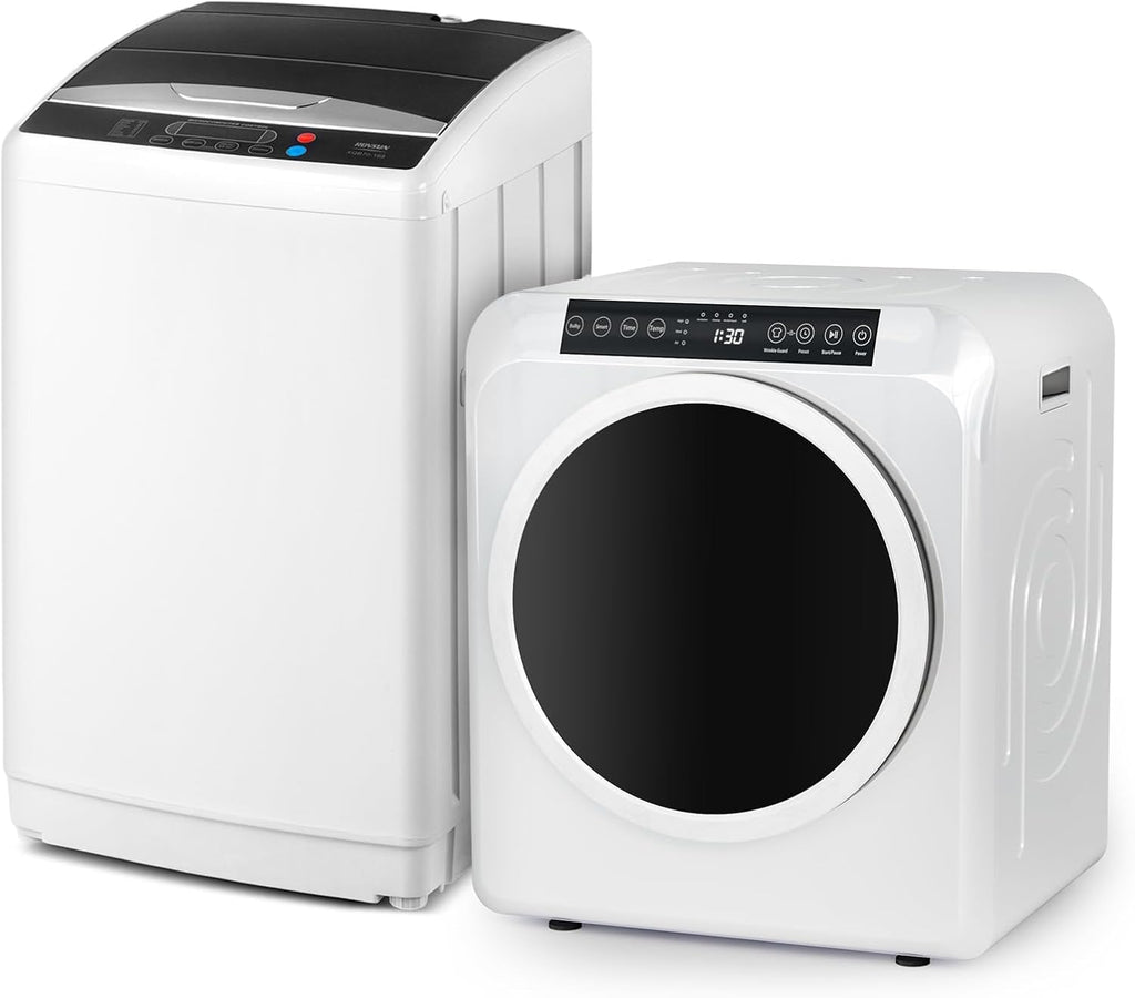 ROVSUN 25LBS Full-Automatic Washing Machine and 3.5CuFt Portable Clothes Dryer Set, Compact Laundry Washer and Dryer Combo Set with Stainless Steel Inner Tub, for Apartment, Dorms, Home