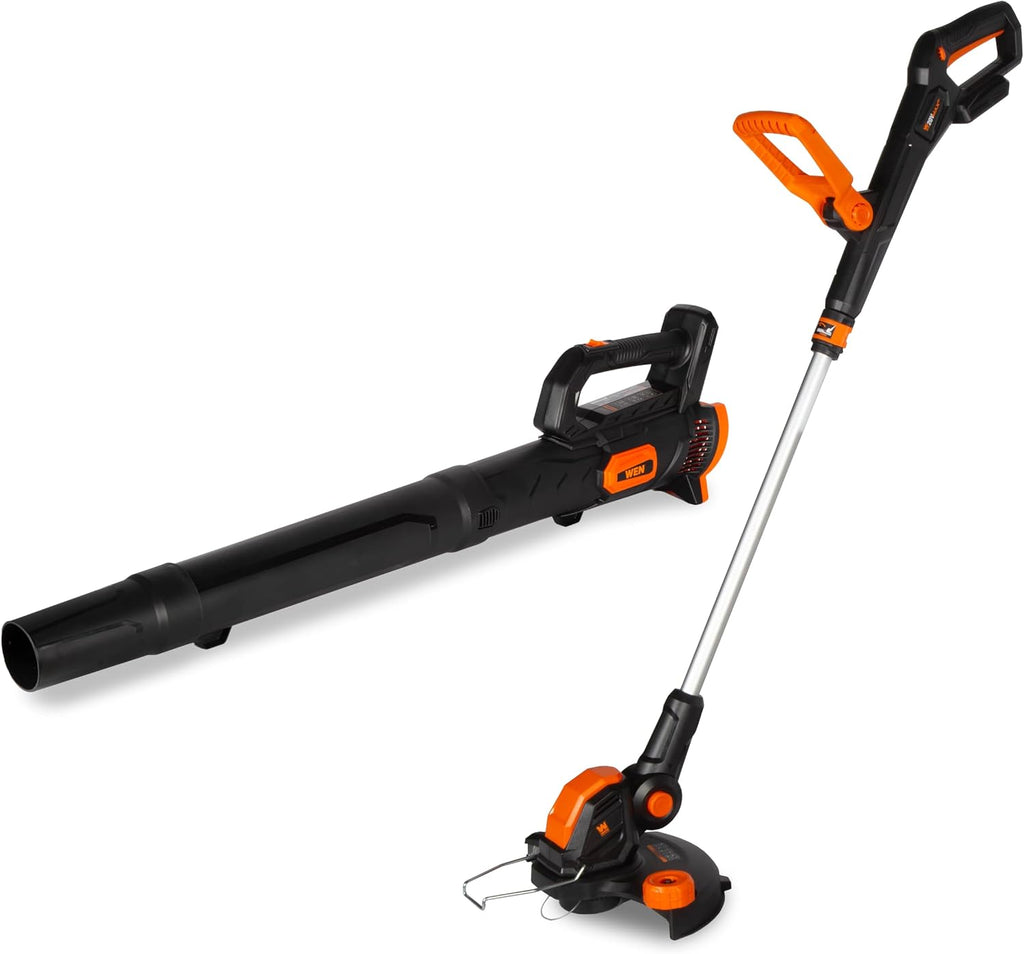 Wen 20V Max Cordless String Trimmer and Leaf Blower Combo Kit with 4Ah Battery and Charger (20VK2LBT)