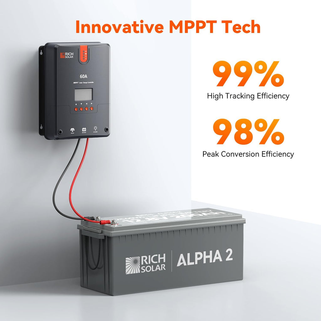 RICH SOLAR 800 Watt Premium Solar Kit Contains 4 High Efficiency 200W Monocrystalline Panels with 9 Busbars and 60A MPPT Controller