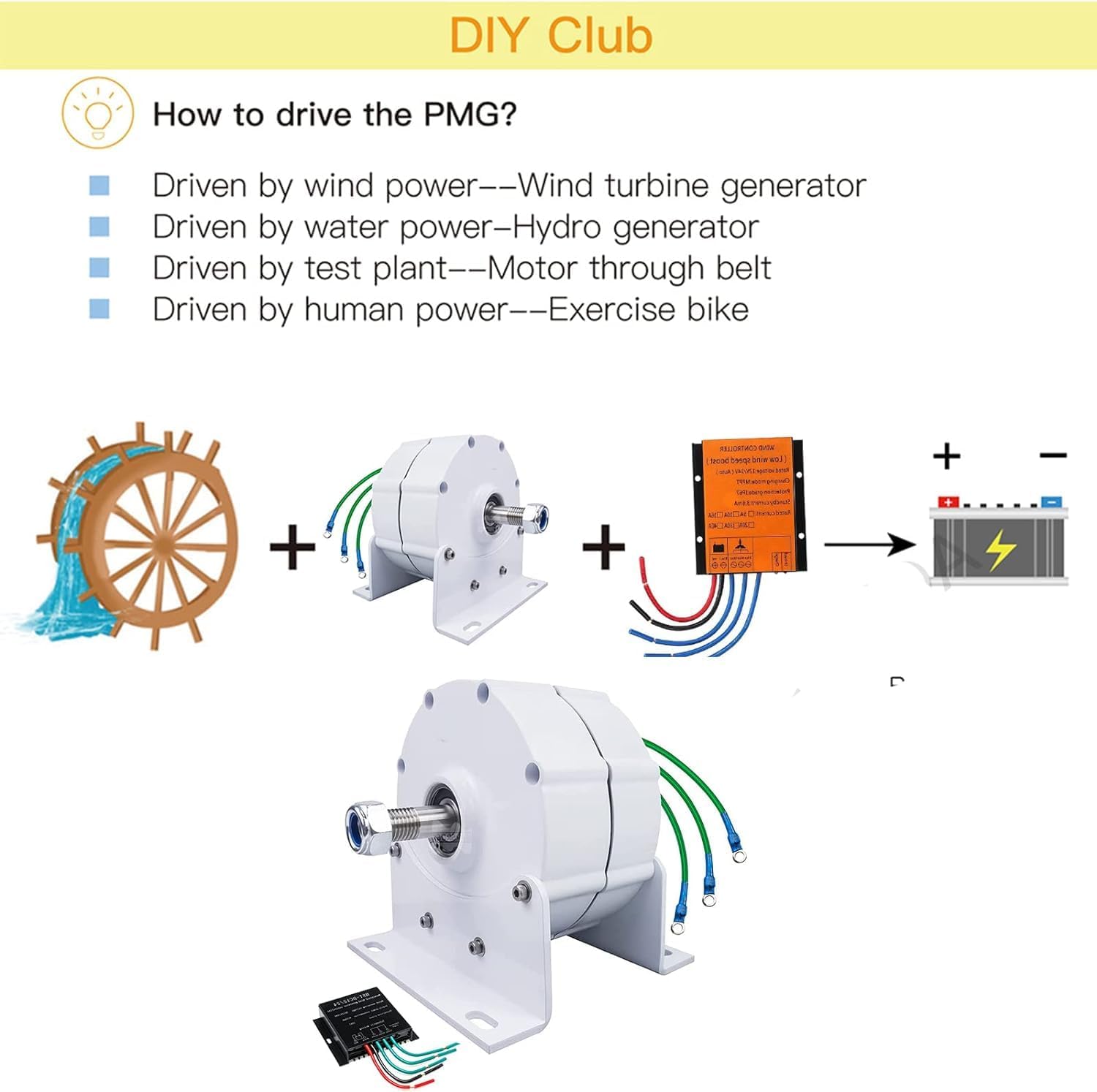 Electric Generator 3000W Low Speeds 3 Phase Gearless Permanent Magnet AC Alternators for Wind Water Turbine Home Use,48v