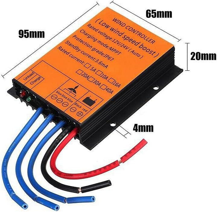 3000W-4800W Waterproof Wind Turbine Generator Controller for 12V/24V/48V Systems, Hybrid PWM Charge Regulator for Solar Panels and Windmills