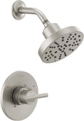 Delta Nicoli 14 Series H2Okinetic Shower Faucet Set, Brushed Nickel Shower Head and Handle Set, Valve Trim Kit, Stainless 142749-SS (Shower Valve Included)