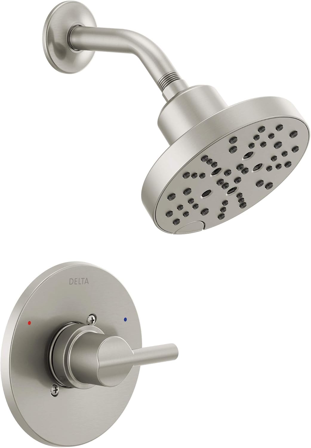 Delta Nicoli 14 Series H2Okinetic Shower Faucet Set, Brushed Nickel Shower Head and Handle Set, Valve Trim Kit, Stainless 142749-SS (Shower Valve Included)