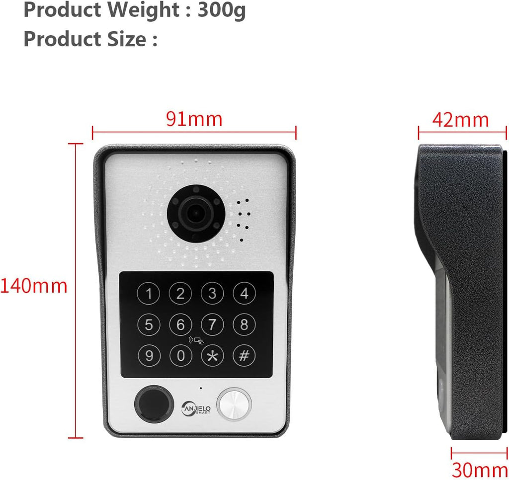 7-Inch Smart Video Intercom System,1080P HD Wired Doorbell with Touchscreen Monitor,Fingerprint, RFID & PIN Unlock,Tuya Smart App Control,Ideal for Homes, Villas & Apartments (1 doorbell + 3 Monitor)