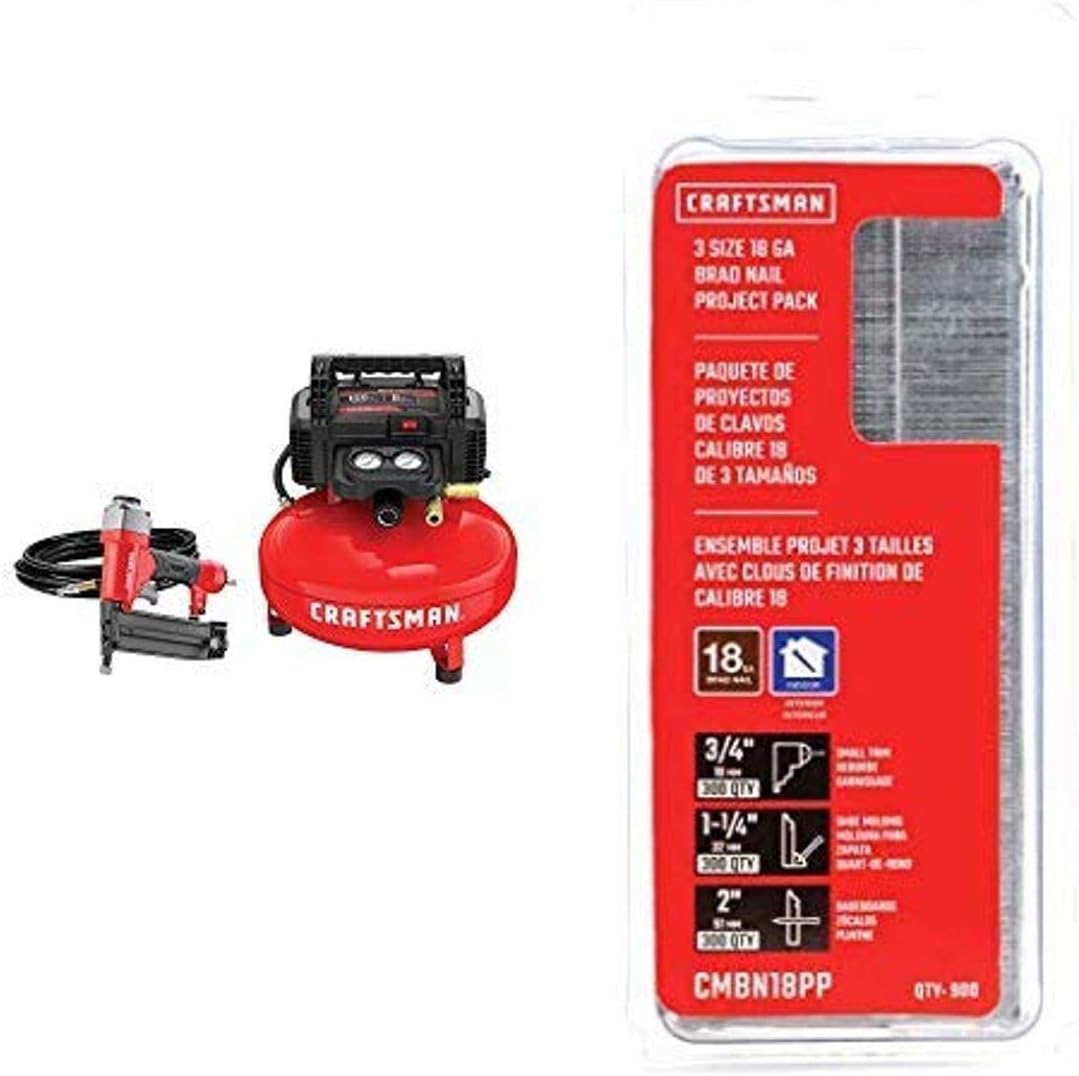 CRAFTSMAN Air Compressor Combo Kit with Brad Nails Project Pack (CMEC1KIT18 & CMBN18PP)