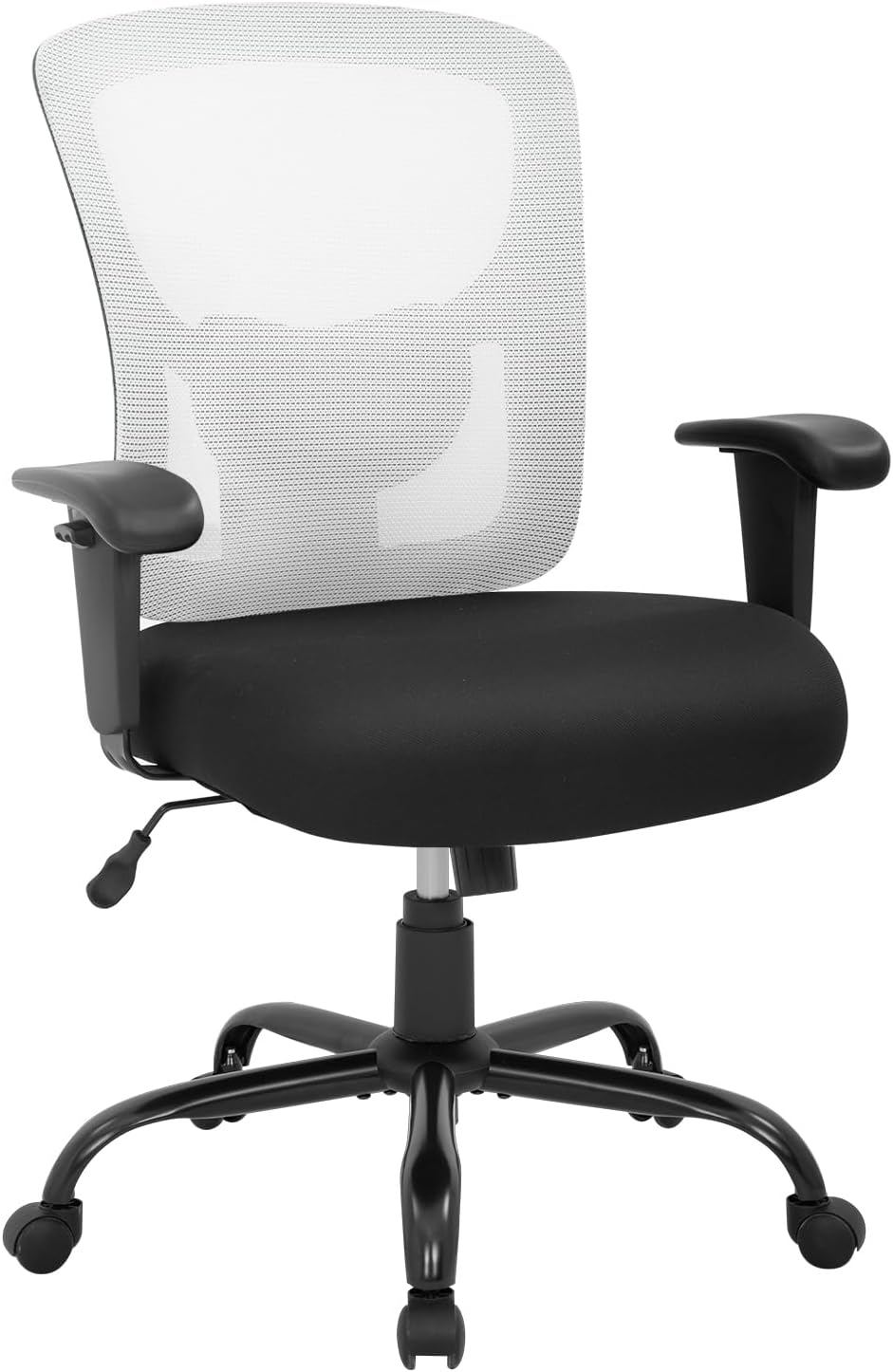 BestOffice Big & Tall Office Chair, 400 lb Capacity Mesh Desk Seating with Lumbar Support, Wide Seat, Adjustable Arms, Rolling Swivel High-Back Ergonomic Executive Task Model for Home Office, White