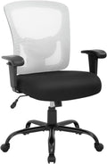 BestOffice Big & Tall Office Chair, 400 lb Capacity Mesh Desk Seating with Lumbar Support, Wide Seat, Adjustable Arms, Rolling Swivel High-Back Ergonomic Executive Task Model for Home Office, White