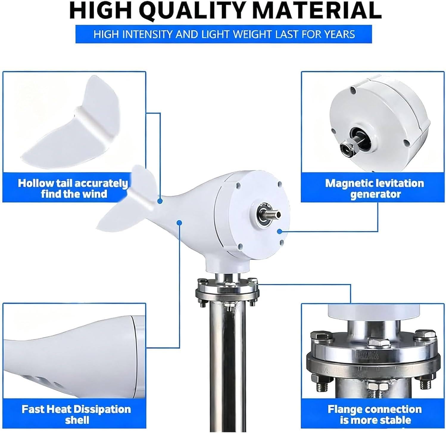 Hybrid Wind Turbine Generators,3000W/5000W/8000W 8-Blade Vertical Axis Wind Turbines Generator,Wind Power Generator,for Marine, RV, Home Permanent Magnet Generator 24V-5000W