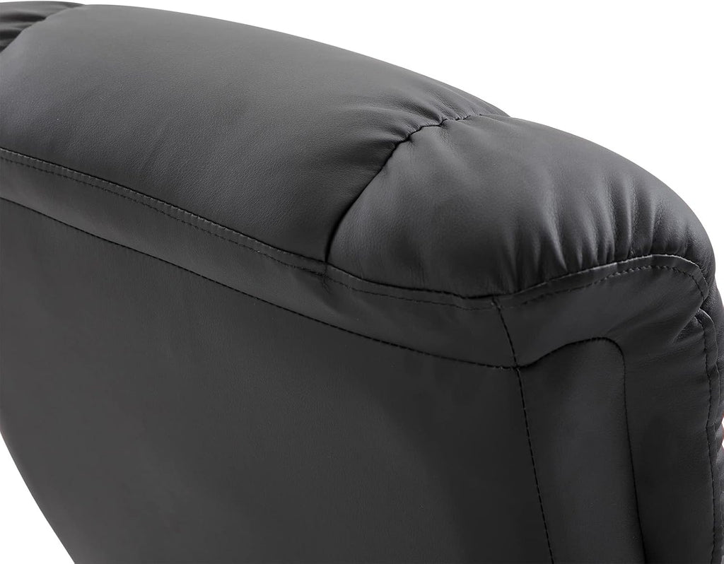 HOMCOM Massage Recliner Chair with Ottoman, 360° Swivel Recliner and Footstool, 10 Point Vibration, PU Leather Reclining Chair with Side Pocket and Remote Control, Black