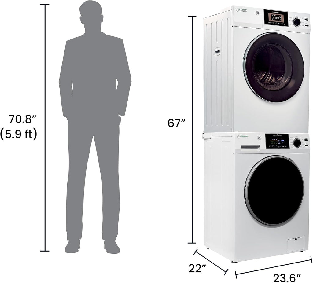 Equator Matching Laundry Set 110V ONE OUTLET 15 Lb Washer 1.62 cu.ft+13Lb Vented Dryer 3.1cu.ft