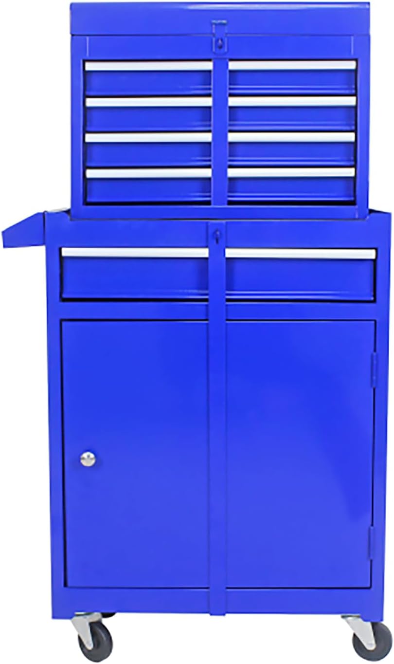 BouPower Rolling Tool Box with 5 Drawers, Utility Cart On Wheels, 230 Lbs Capacity Tool Chest with Detachable Top Tool Box, Convenient for Tool Organizers and Storage(Blue)