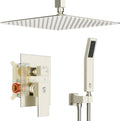 SR SUN RISE 12 Inch Ceiling Mount Brushed Nickel Shower System Bathroom Luxury Rain Mixer Shower Combo Set Ceiling Rainfall Shower Head System Faucet Trim Repair Kits with Rough-in Valve and Trim