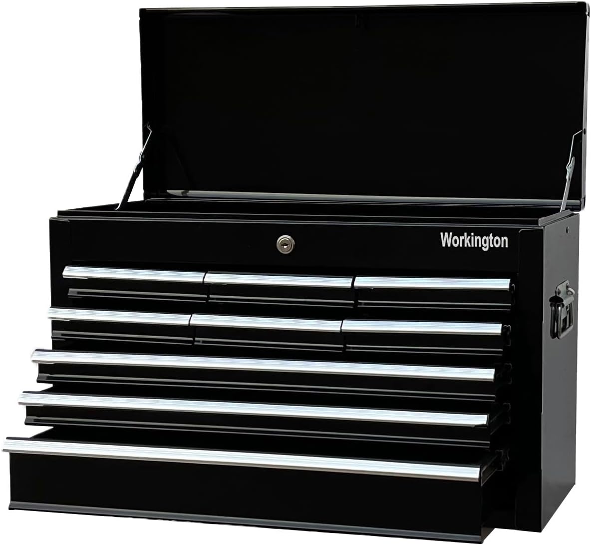 Workington Portable Metal Tool Chest with 9 Drawers, 24' 9-Drawer Tool Chest Cabinet with Ball Bearing Drawer Slides, Steel Tool Storage Box Organizer 4006 Black
