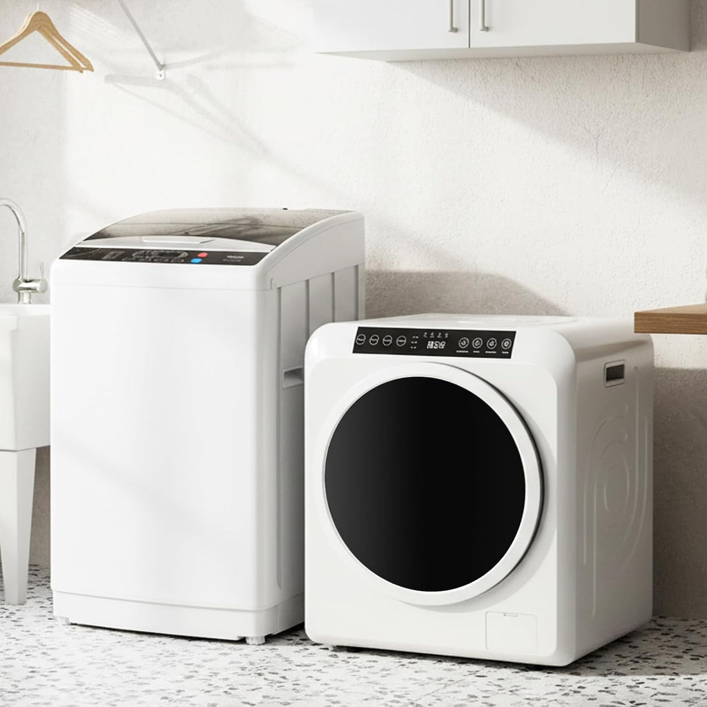 ROVSUN 25LBS Full-Automatic Washing Machine and 3.5CuFt Portable Clothes Dryer Set, Compact Laundry Washer and Dryer Combo Set with Stainless Steel Inner Tub, for Apartment, Dorms, Home