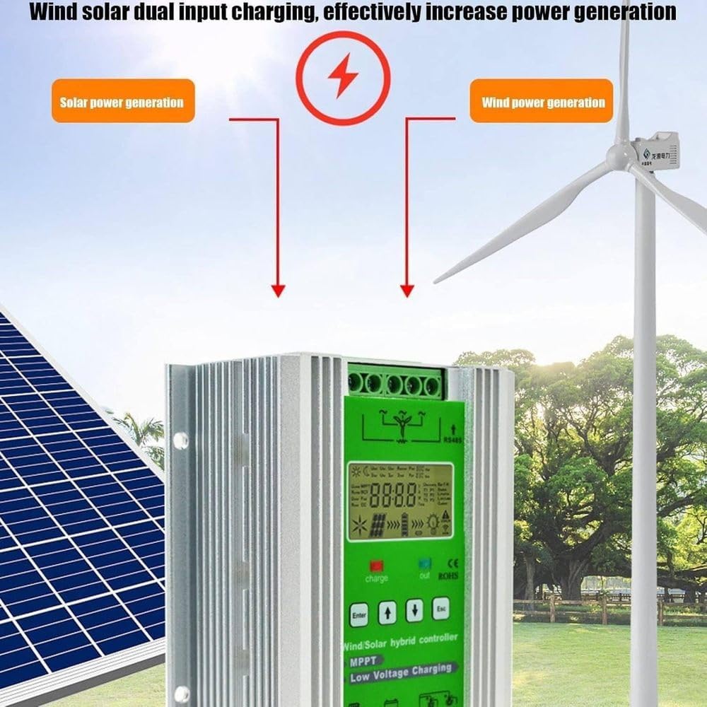 3000W Off-Grid MPPT Solar Wind Turbine Charge Controller with Dump Load & LCD Display for Wind Generators & Solar Panels