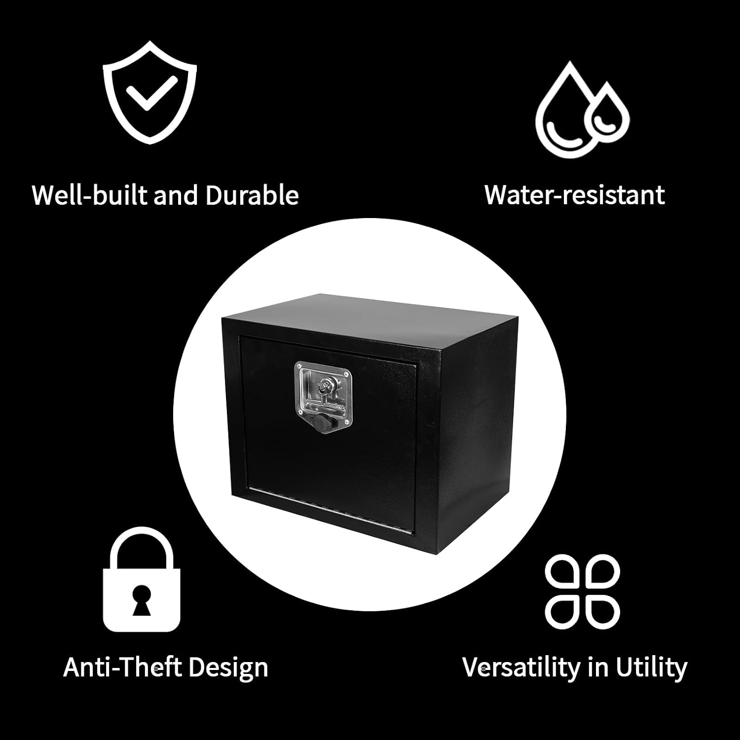 30 Inch Underbody Tool Box,Heavy Duty Underbody Truck Tool Box w/T-Handle Latch and keys for Pickup Truck,Utility Tractor,RV,Waterproof Tool Chest For Storage & Organization-30 × 12 × 14 inch