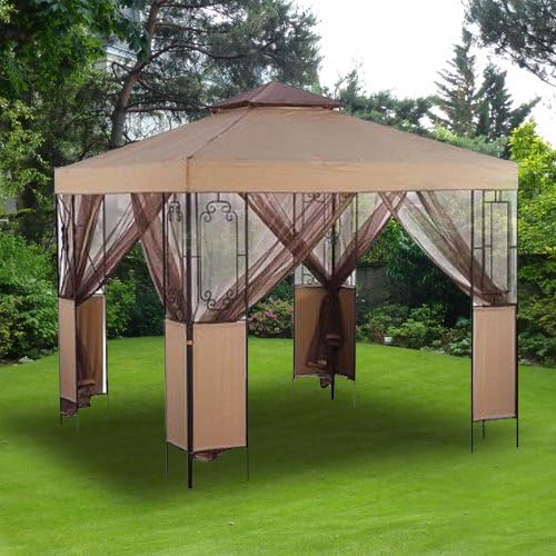 Garden Winds 8 x 8 Heritage Gazebo Replacement Canopy Top Cover and Netting