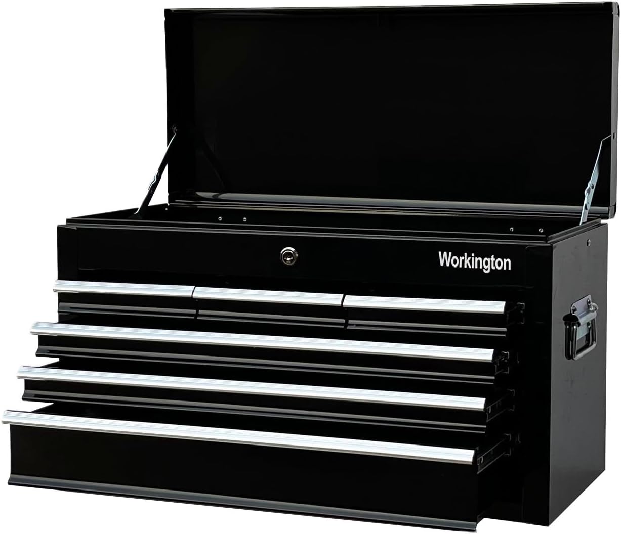 Workington Portable Metal Tool Chest with 6 Drawers, 24' 6-Drawer Tool Chest Cabinet with Ball Bearing Drawer Slides, Steel Tool Storage Box Organizer 4005 Black