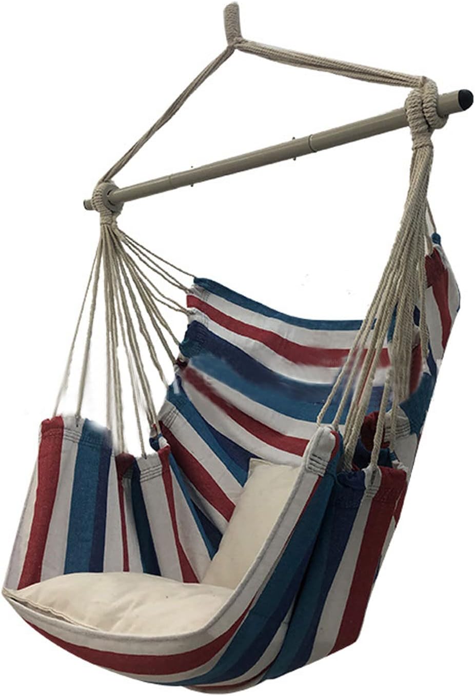 SRHWBF Hanging Rope Hammock with 2 Pillows Chair Swing Seat Cotton Canvas Hanging Chairs for Bedrooms Porch Chair Outdoor (S5)