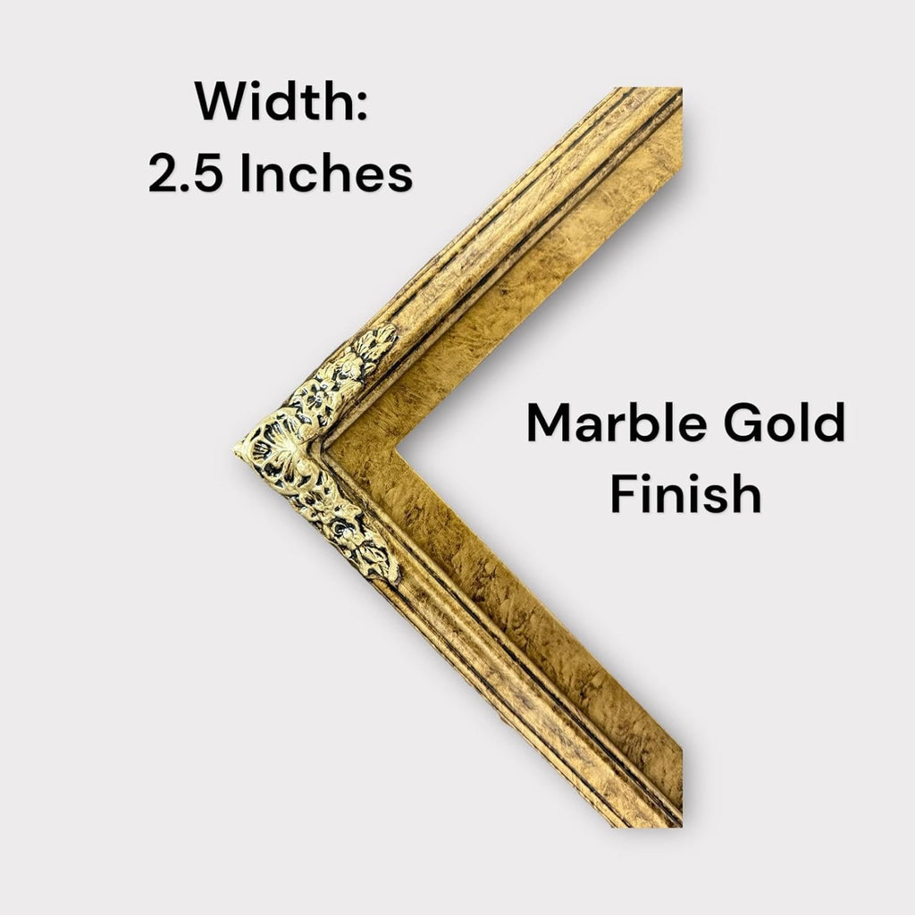 32,43,50,55 Inch Handcrafted ornate TV frame for Samsung The Frame TV and Pro Model. Marble Gold Finish (not for use with other tv models) (50 INCH)
