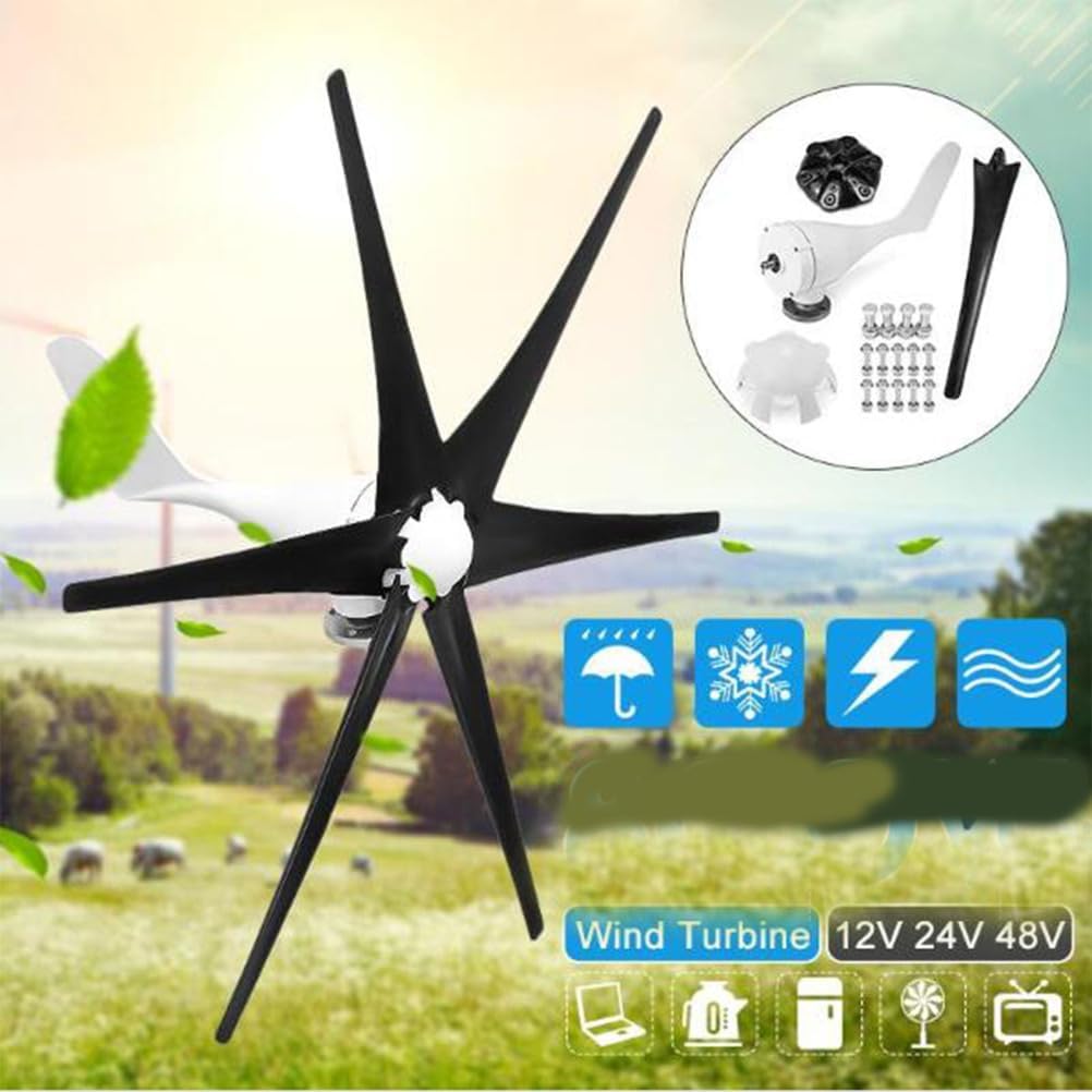 12V,1000W -3000W Wind Turbine Generator, 6 Blade 48V 220V Garden Turbines Generator with Charge Controller for Solar Power Homeuse (48V)