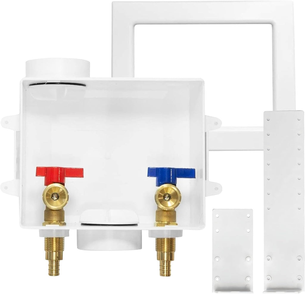 Washing Machine Outlet Box, Center Drain/Side Drain, 1/2 Inch Pex Crimp Inlet x 3/4 Inch MHT Outlet Connection, Laundry Washer Valve Outlet Box (Pack of 5)