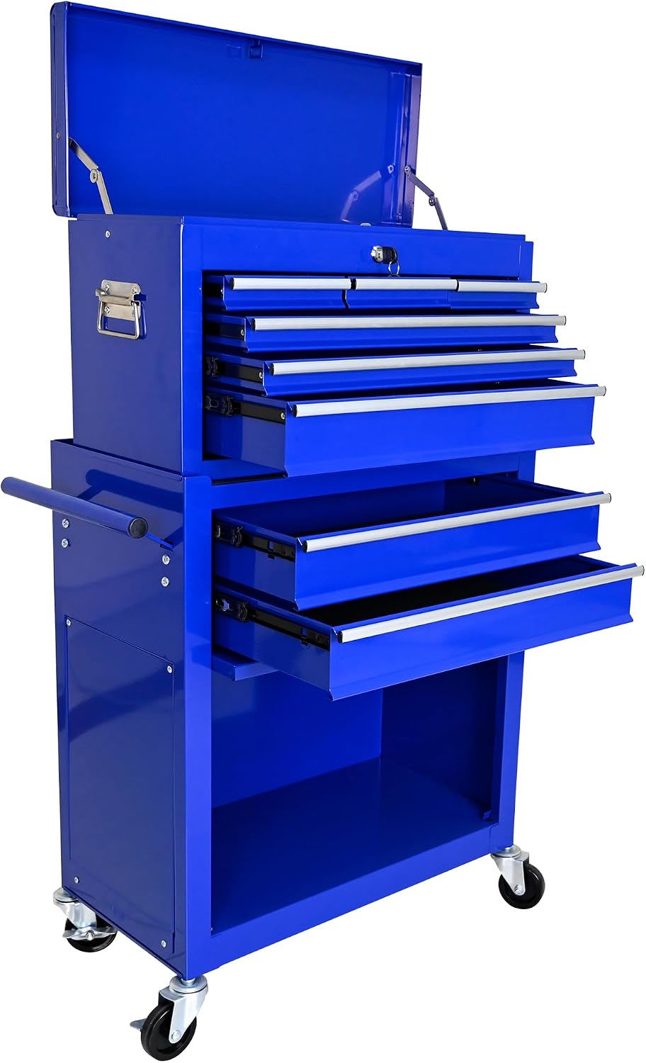 High Capacity Rolling Tool Chest with 8-Drawer Tool Box on Wheels Multifunctional Tool Cart Mechanic Tool Storage Cabinet for Garage, Warehouse, Workshop, Repair Shop (Blue)