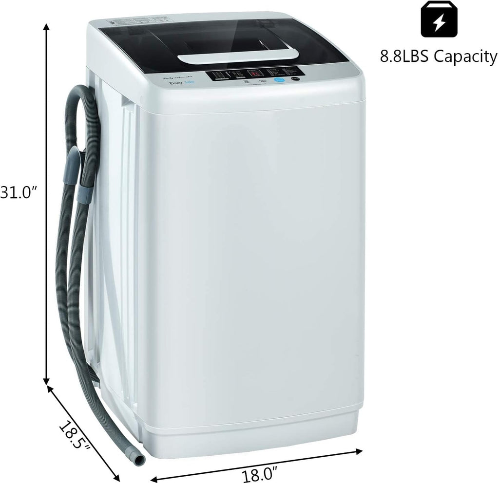 Giantex Full Automatic Washing Machine, 2 in 1 Portable Laundry Washer, 8.8lbs Washer and Spinner Combo, 1.04 cu.ft 10 Programs Built-in Drain Pump, Energy Saving Top Load for Apartment Dorm