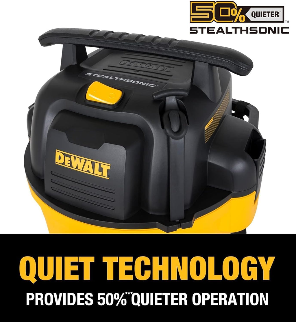 DEWALT 9 Gallon STEALTHSONIC Ultra Quiet Poly Shop Vacuum Wet/Dry, DXV09P-QTA Noise Reduction Vac for Shop, Heavy Duty Shop Vacuum