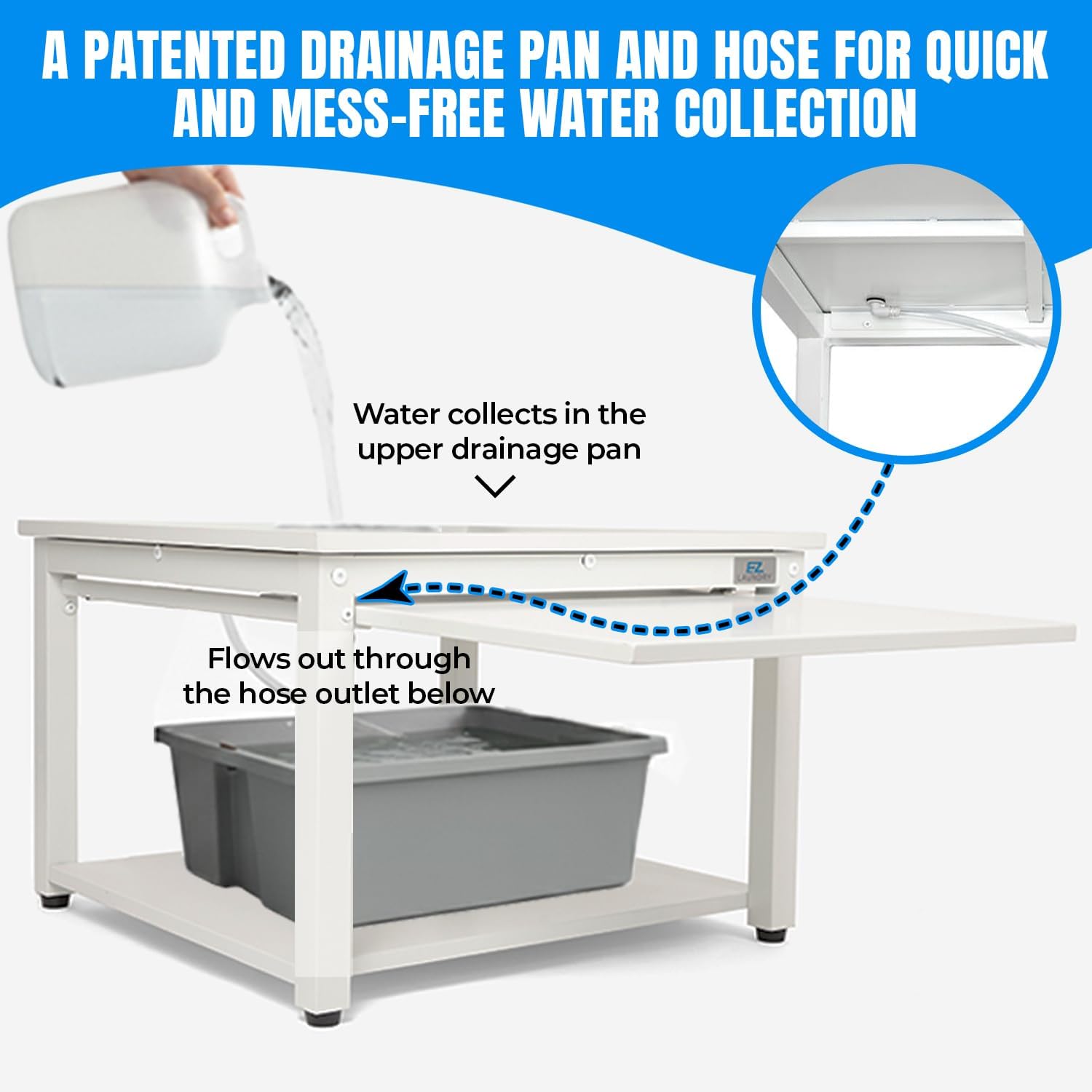 Washer and Dryer Pedestal with Pullout-Shelf - 27' W, 18' H, White Steel Universal Fit with Major Brands | Laundry Pedestal with Drain Pan & Hose | Washer Stand for Back Pain Relief, 800 lbs Capacity