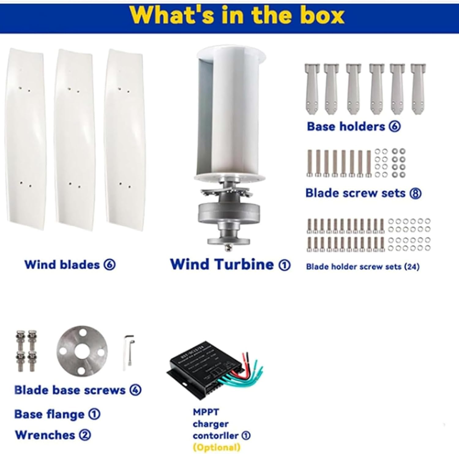 220V 3000W Low Noise Wind Turbine Generator Kit with Charge Controller, Windmill Wind Power Generator 12V 24V 48V for Hybrid Solar Wind System