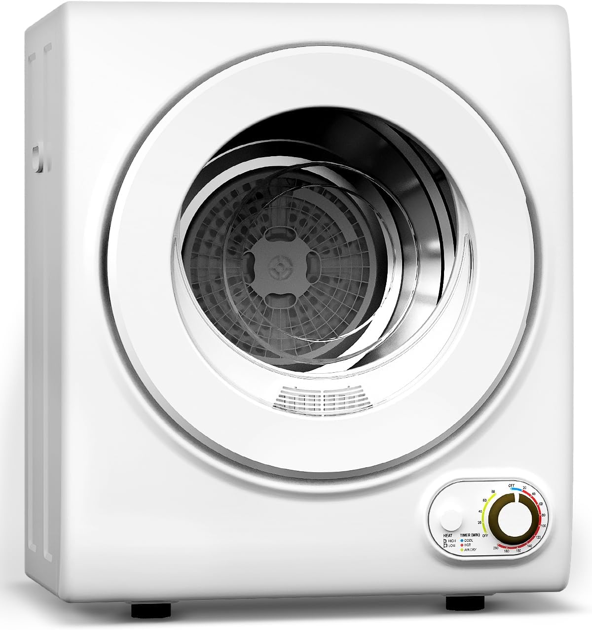 Feelfunn 110V Portable Dryer – 850W Compact Clothes Dryer with 4 Automatic Drying Modes, Stainless Steel Tub, Simple Control Knob for Apartments, Dorms & Small Spaces