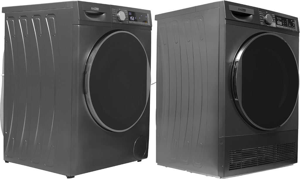 Conserv Front Load Washer & Condensing Dryer, 2.2 cu ft Washer (110V) + 4 cu ft Dryer (220/240V), ENERGY STAR, 15 Cycles, Stainless Steel Drum, LED Display, Compact Laundry Pair (Titanium)