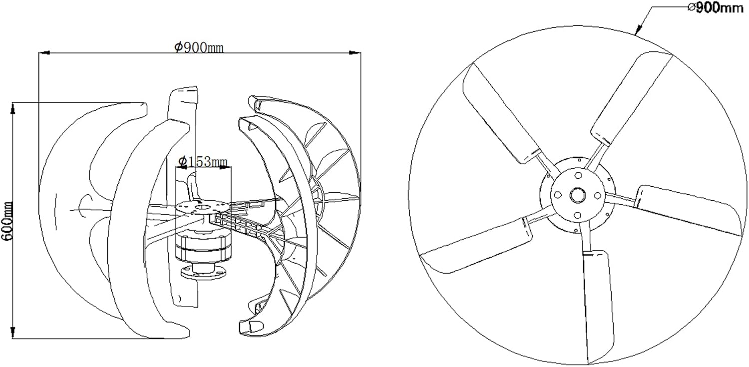 Low Noise Windmill Vertical Wind Turbine Generator,3000W Vertical Axis Wind Turbine Generator 12V 24V 48V with MPPT Controller for Home Use