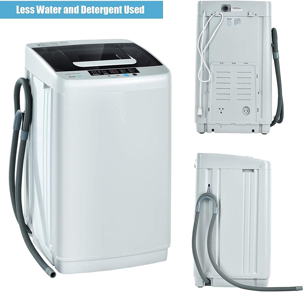 COSTWAY Portable Washing Machine, 2-in-1 Laundry Washer and Spin Combo with 10 Programs, 8.8lbs Capacity, Drain Pump and LED Display, Full Automatic Washer for Apartment, RVs, Dorm, Grey