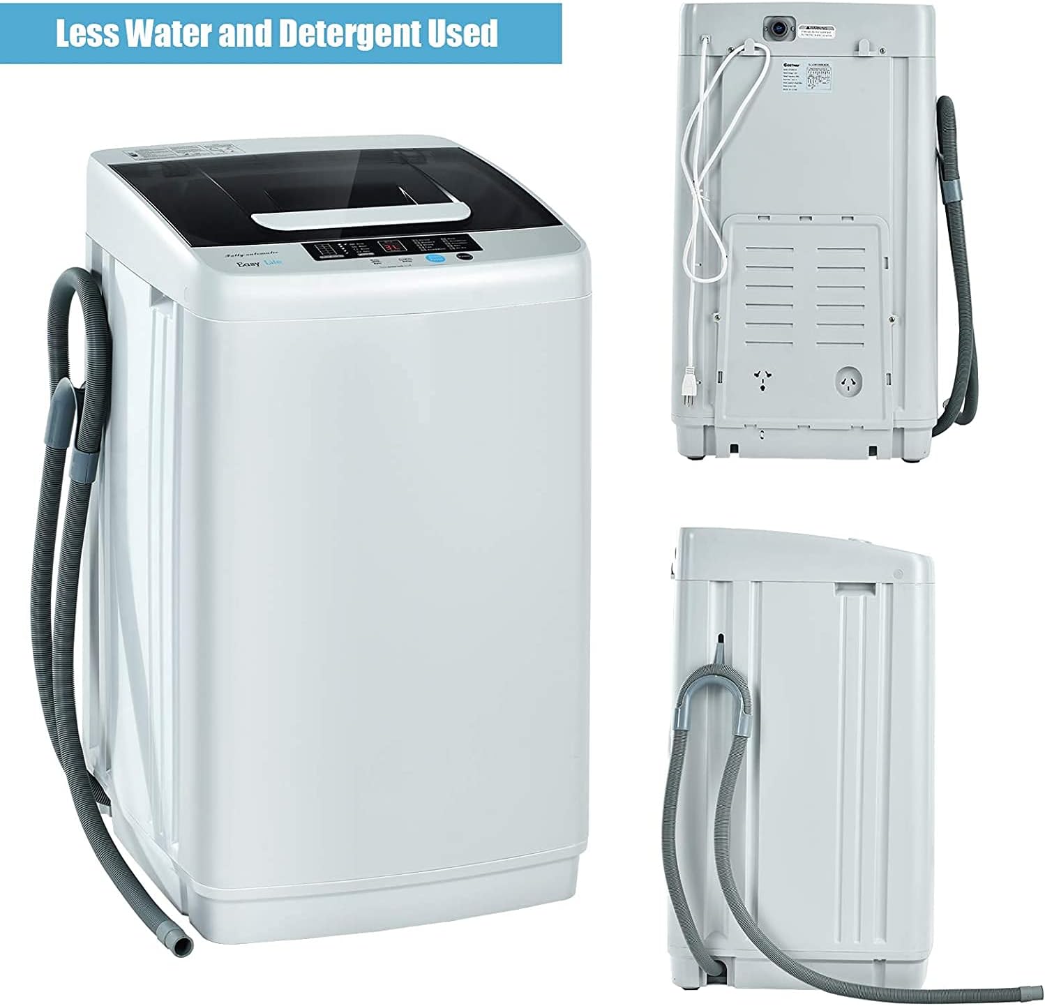 COSTWAY Portable Washing Machine, 2-in-1 Laundry Washer and Spin Combo with 10 Programs, 8.8lbs Capacity, Drain Pump and LED Display, Full Automatic Washer for Apartment, RVs, Dorm, Grey