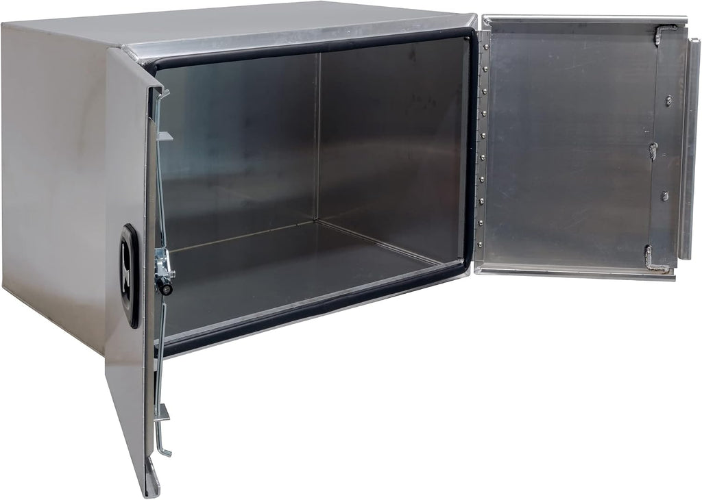 Buyers Products 1705435 Silver Pro Series Smooth Aluminum Underbody Truck Box with Barn Door, 24x24x36 Inch, Durable Vehicle Tool Box for Storage and Organization