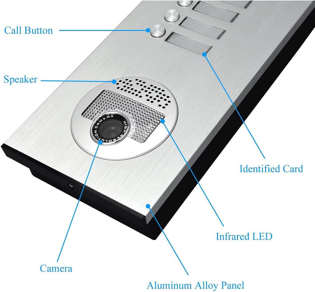 3 Units Apartment Video Intercom System, 7 Inch Monitor Wired Video Doorbell Door Phone Kits, Indoor Outdoor IR Camera, ID Keyfob Unlock, Monitoring, 3-Monitors for Home Apartment