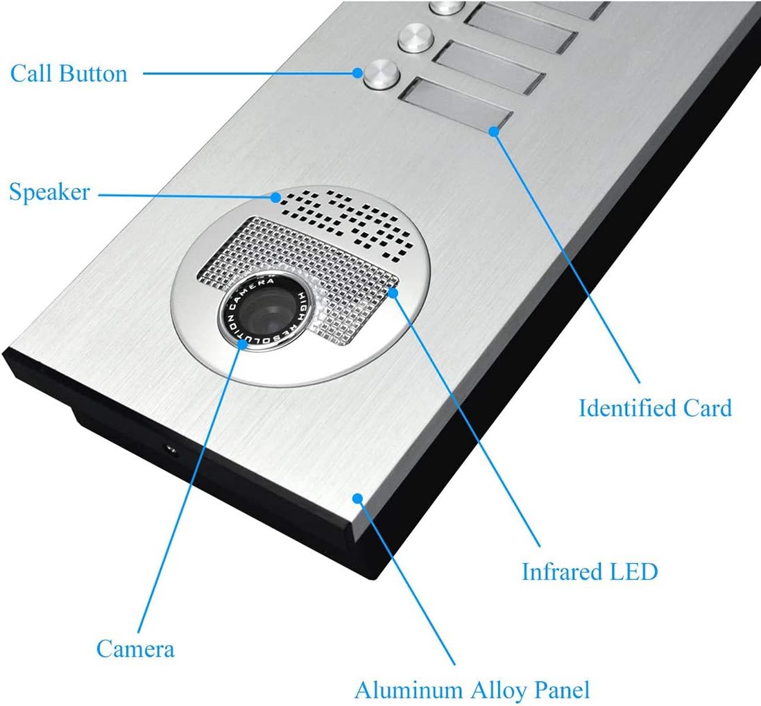 3 Units Apartment Video Intercom System, 7 Inch Monitor Wired Video Doorbell Door Phone Kits, Indoor Outdoor IR Camera, ID Keyfob Unlock, Monitoring, 3-Monitors for Home Apartment