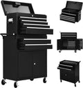 Towallmark 8-Drawer Rolling Tool Chest, 2-in-1 High Capacity Removable Cabinet Storage Tool Box with Wheels and Drawers, Detachable Toolbox with Lock for Workshop Mechanics Garage (Black)
