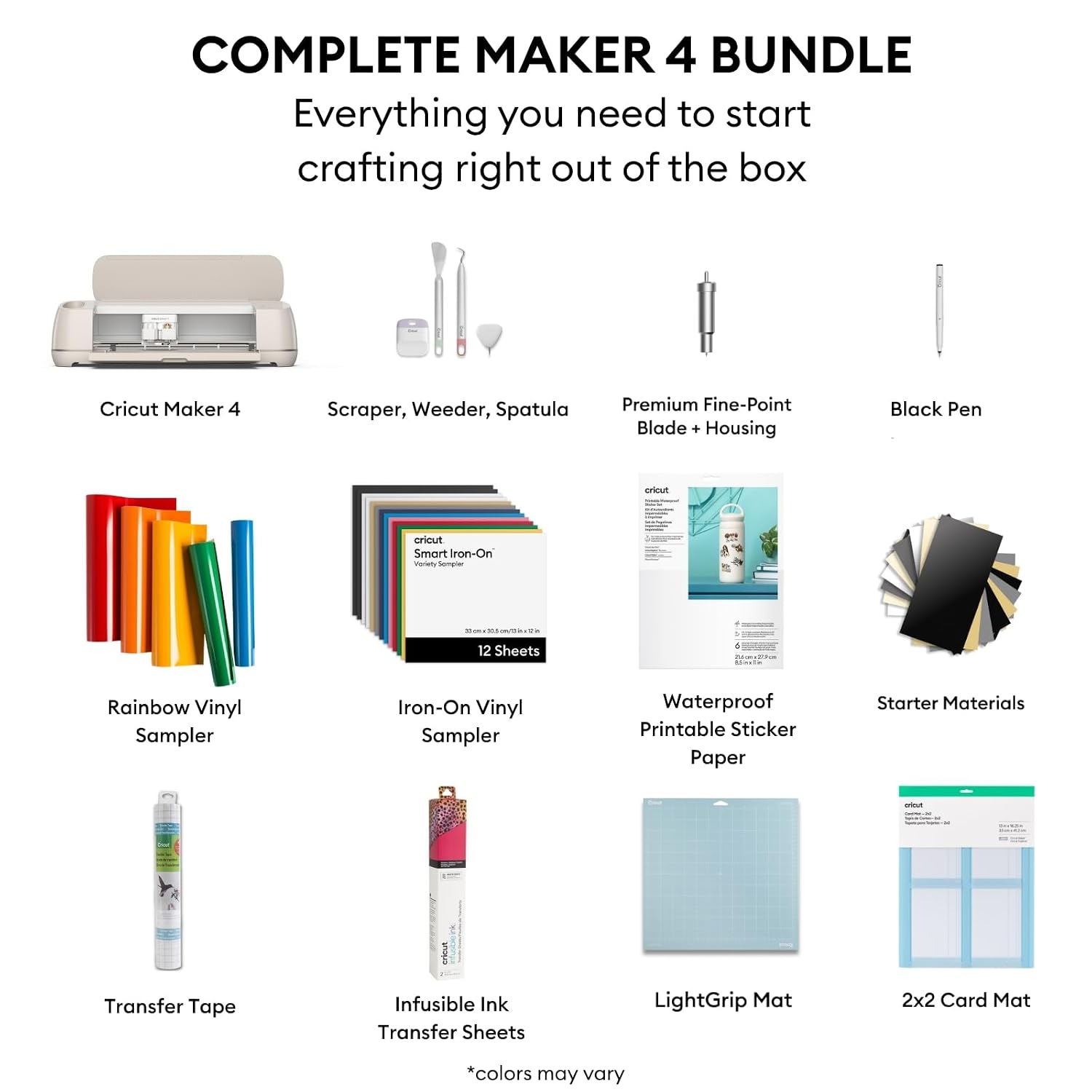 Cricut Maker 4 Sticker Making Bundle - Print Then Cut Machine with Waterproof Sticker Paper, Vinyl & Tools for Custom Stickers & Small Business