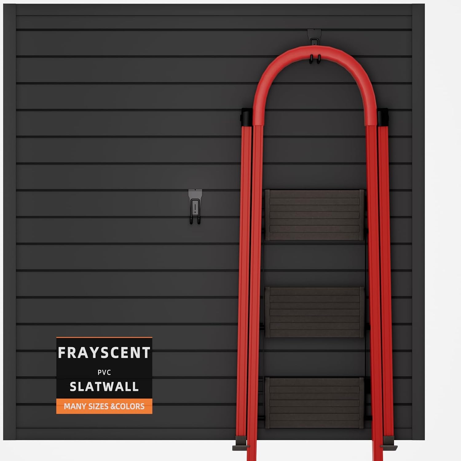 FRAYSCENT Slat Wall Paneling Garage Slat Wall Storage Systems Slatwall Panels Power Tool Organizer Wall Mount, PVC Garage Storage & Organization Products Slate Board (Black, 4ft x 4ft)