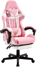 Soontrans Pink Gaming Chairs with Footrest,Ergonomic PC Computer Game Chair,Lovely Home Office Desk Pink Chair with Headrest and Lumbar Support Gamer Chair for Girls